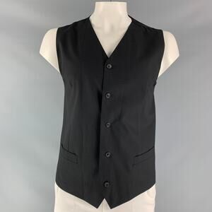 DOLCE & GABBANA Size 46 Plaid Wool Buttoned Black Vest
